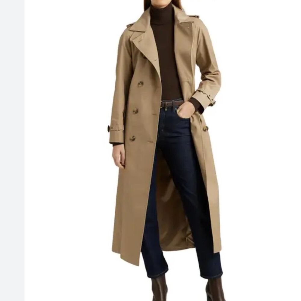 Lauren Ralph Lauren Belted Cotton Blend Gabardine Trench Coat